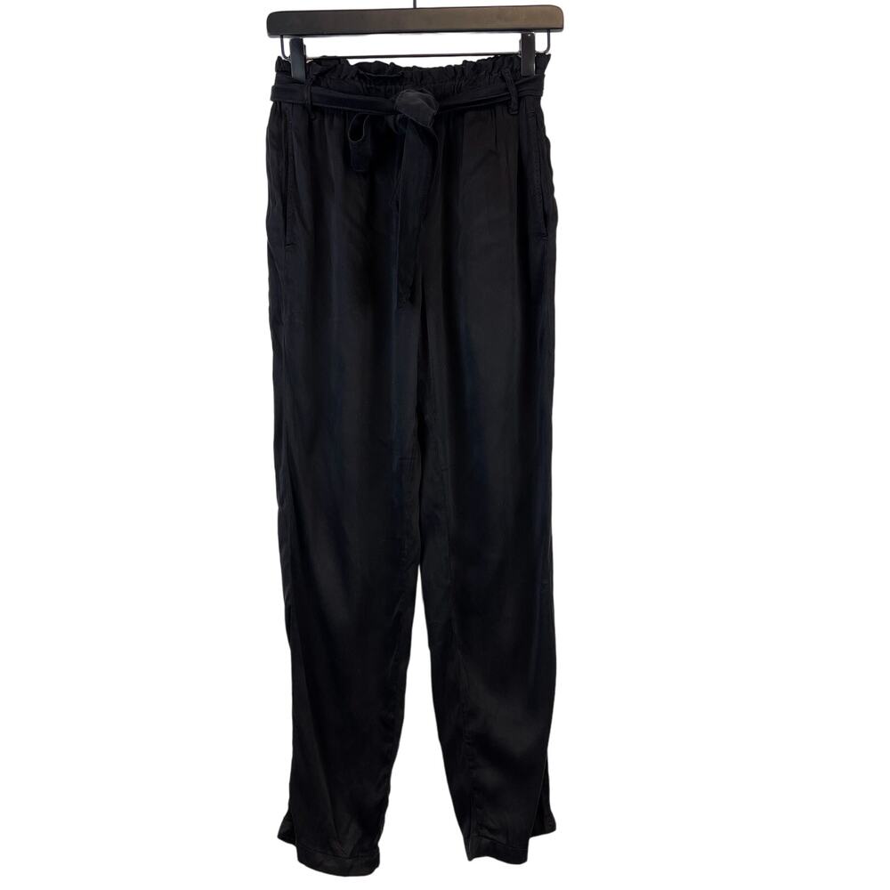 Bella Dahl XS Black High Waist Cupro Rayon Tapered Ankle Pants 27”